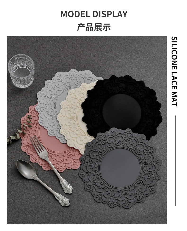 Silicone Lace Mat Retro Relief Lace Placemat Bowl Teacup Pot Dinner Plate Mat Heat Insulation Mat