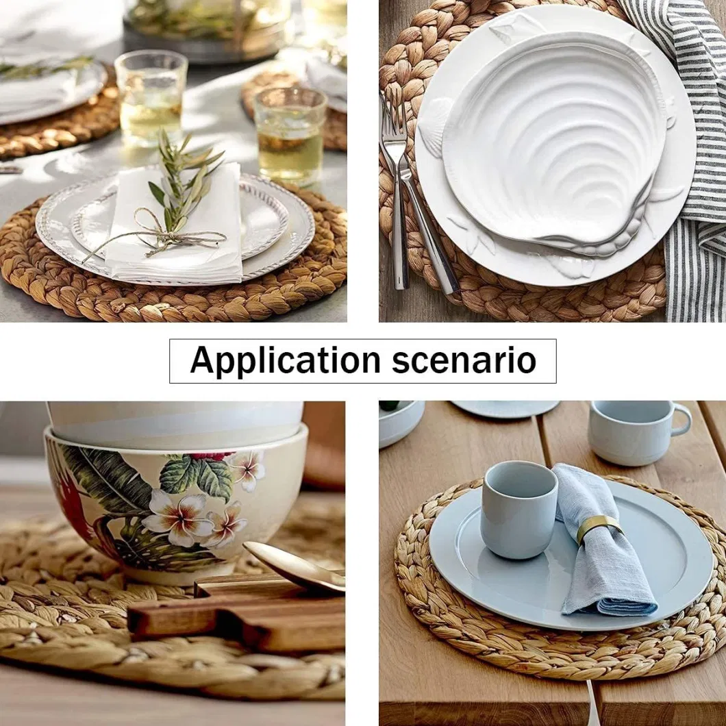 Natural Water Hyacinth Placemats Round Woven Mats for Kitchen Dining Table Party