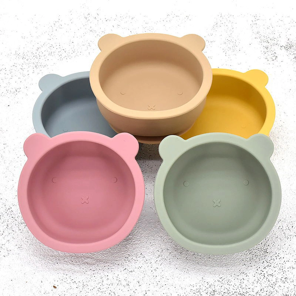 2023 Hot Sale Silicone Kids Snack Bowl Suction Feeding Bowl with Spoon Sets