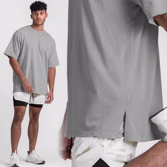 T-shirt en coton de style basique, coupe ample et décontractée, vente en gros
