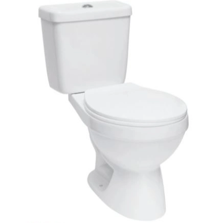 Ortonbath Toilettes classiques à double chasse d'eau de petite taille, siège à fermeture douce en PP, salles de bains ovales, hauteur confortable, toilettes 2 pièces dos au mur